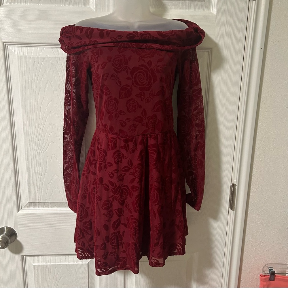 NWT Red off the shoulder floral dress